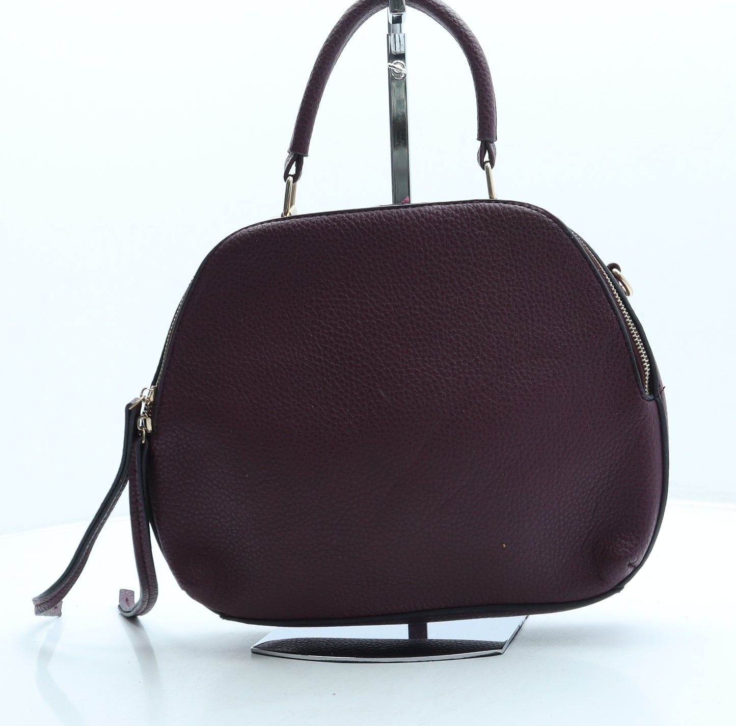 Preworn Womens Purple Leather Top Handle Bag Size Small