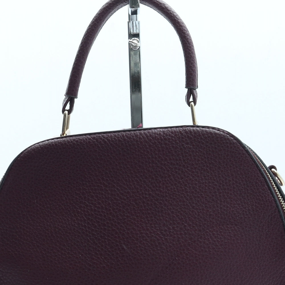 Preworn Womens Purple Leather Top Handle Bag Size Small