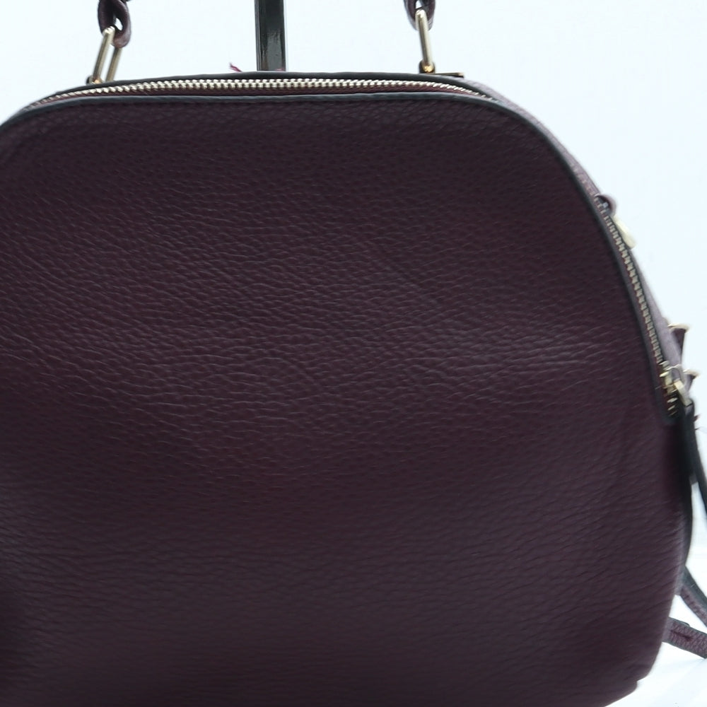 Preworn Womens Purple Leather Top Handle Bag Size Small