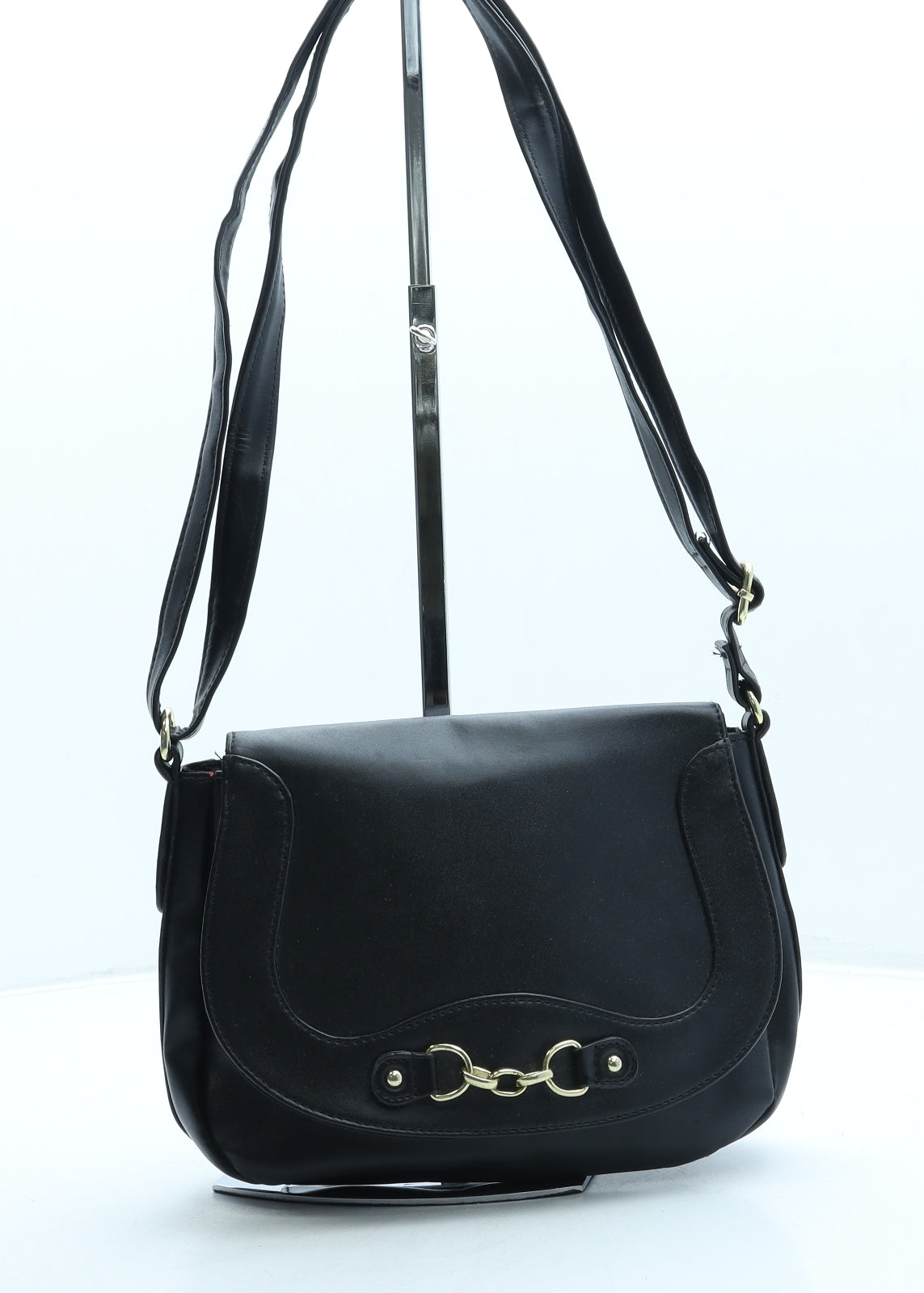 F&F Womens Black Leather Crossbody Size Small