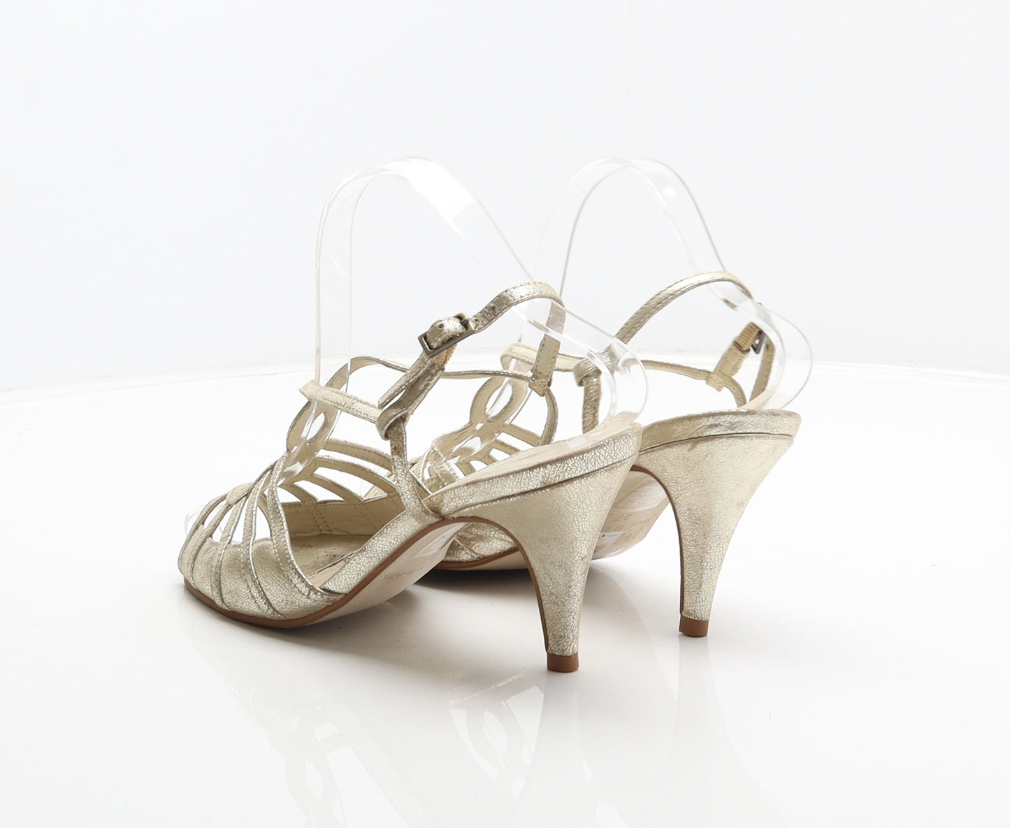 Monsoon Womens Gold Leather Strappy Heel UK 4 37