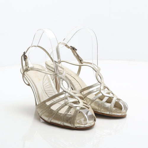 Monsoon Womens Gold Leather Strappy Heel UK 4 37