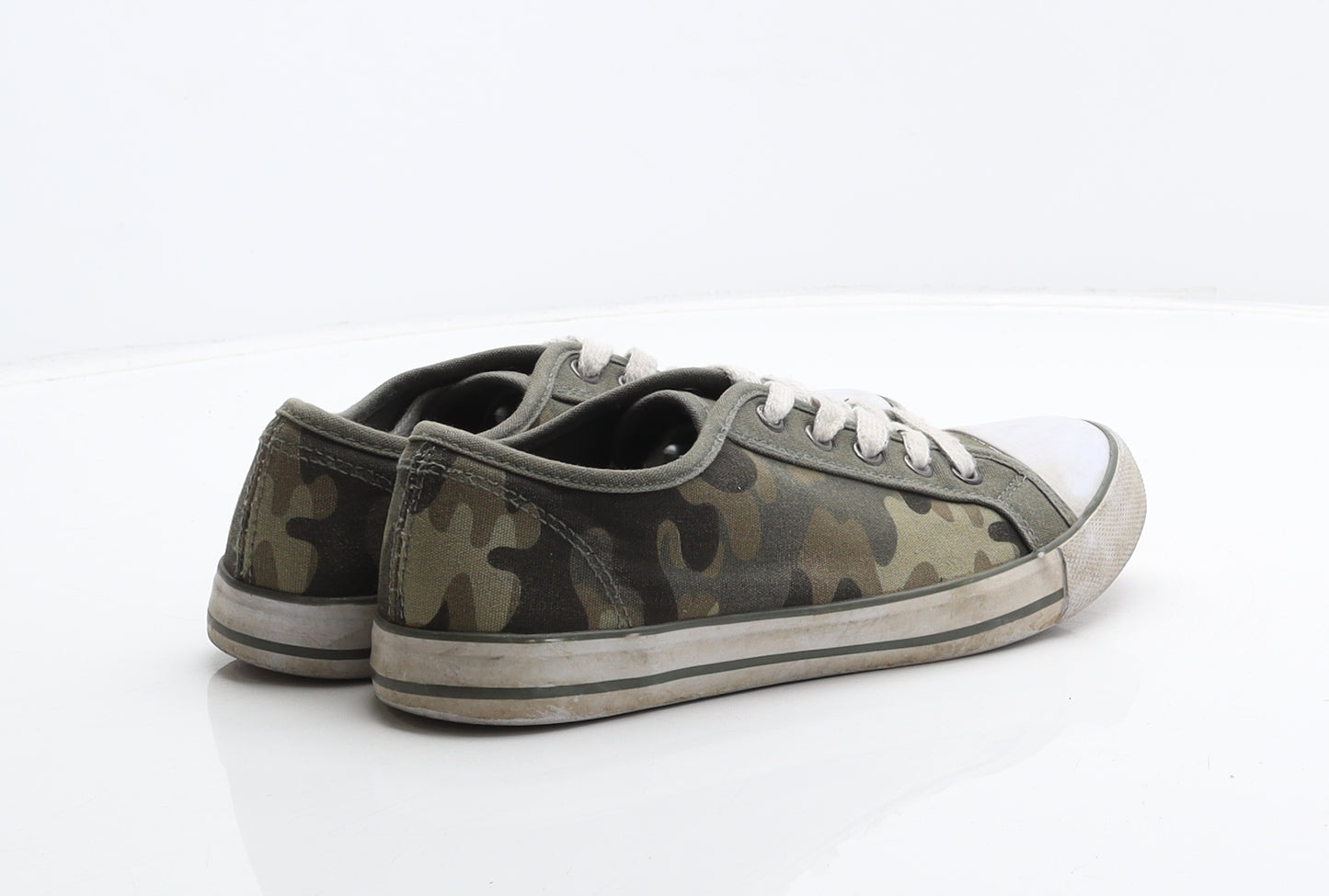 George Boys Green Camouflage Fabric Trainer UK 4