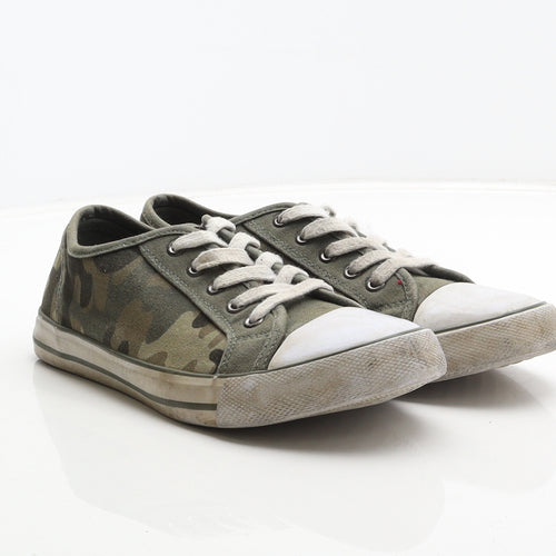 George Boys Green Camouflage Fabric Trainer UK 4
