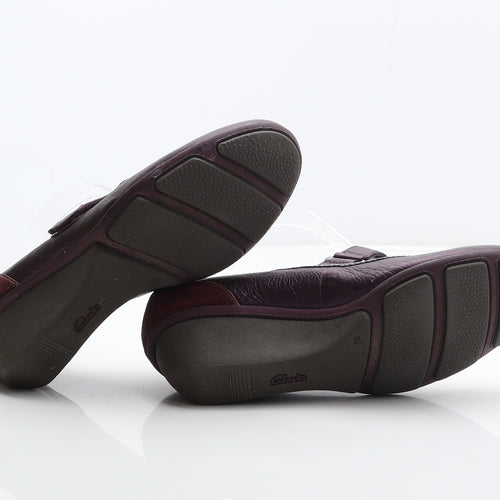 Clarks Womens Purple Leather Mary Jane Casual UK 5.5