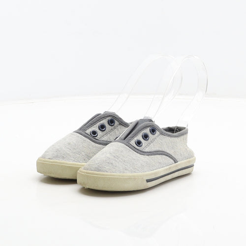 George Boys Grey Fabric Slip On Casual UK 5 22