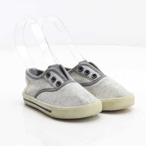 George Boys Grey Fabric Slip On Casual UK 5 22