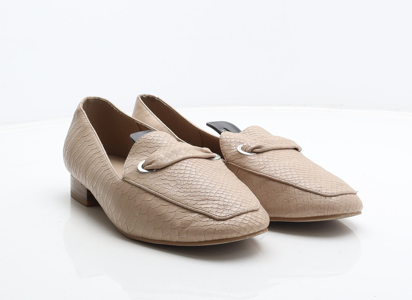 ASOS Womens Beige Animal Print Synthetic Loafer Casual UK 9 - Snake print