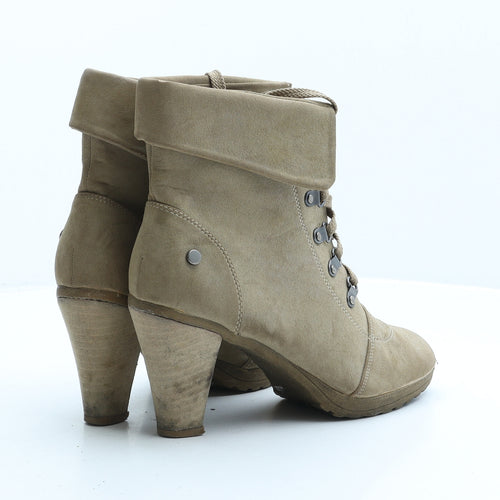 LuckyShoes Womens Beige Leather Combat Boot UK 6 39