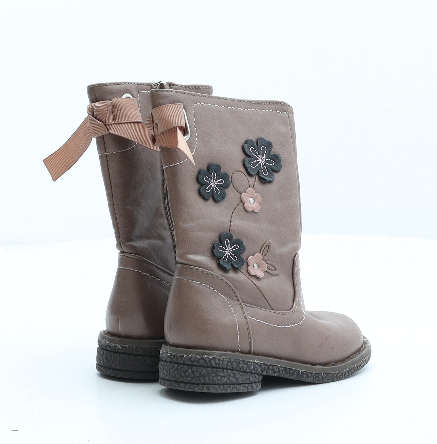 Preworn Girls Pink Floral Synthetic Slip On Boot UK 5 - Flower Detail