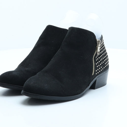 Peacocks Womens Black Suede Biker Boot UK 4 37