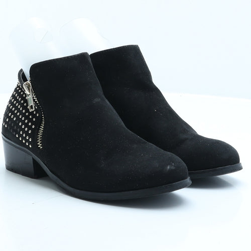 Peacocks Womens Black Suede Biker Boot UK 4 37