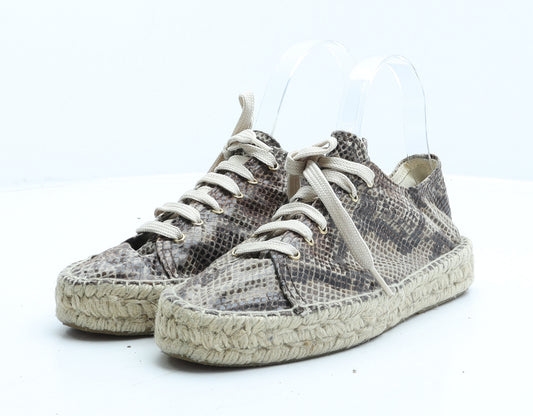 Preworn Womens Green Animal Print Synthetic Trainer UK 6 39 - Snake Print