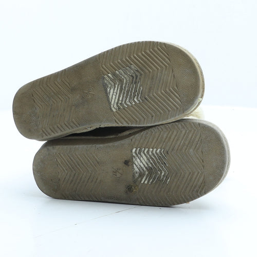 Preworn Girls Beige Fair Isle Synthetic Shearling Style Boot UK 9 27 - Pom-Pom