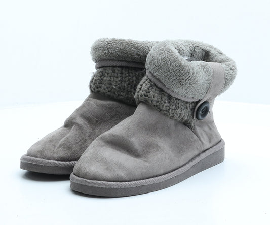 Preworn Womens Grey Synthetic Shearling Style Boot UK 3 36