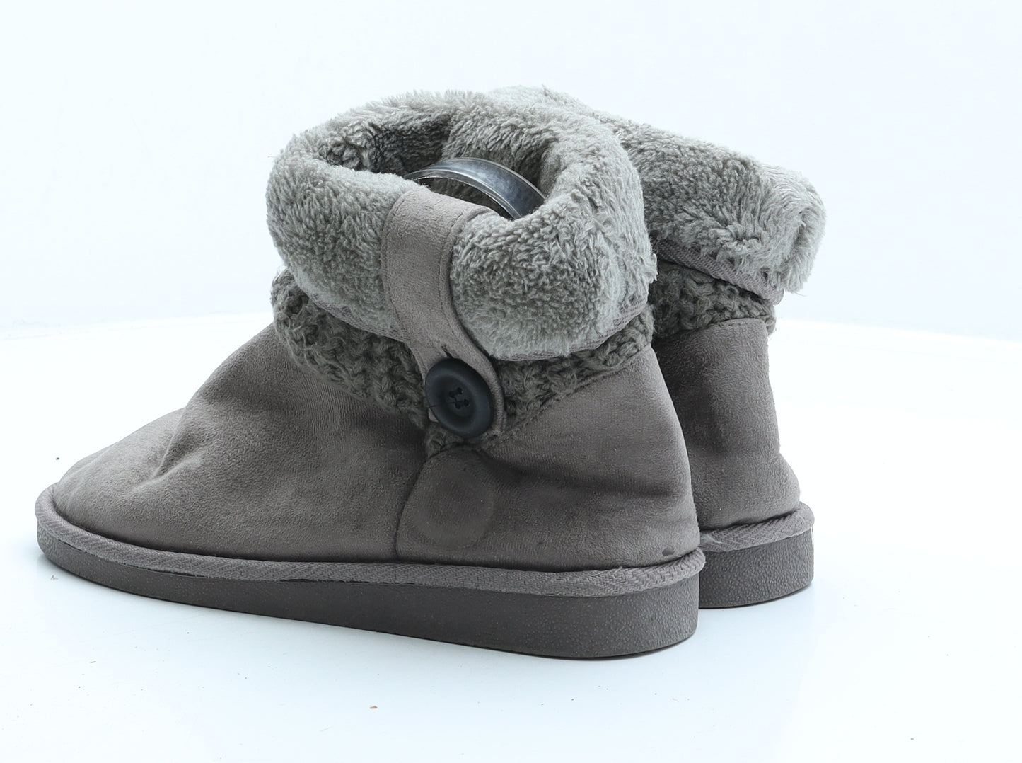Preworn Womens Grey Synthetic Shearling Style Boot UK 3 36