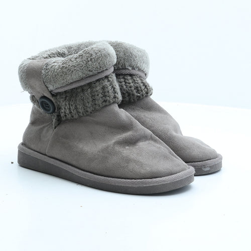 Preworn Womens Grey Synthetic Shearling Style Boot UK 3 36