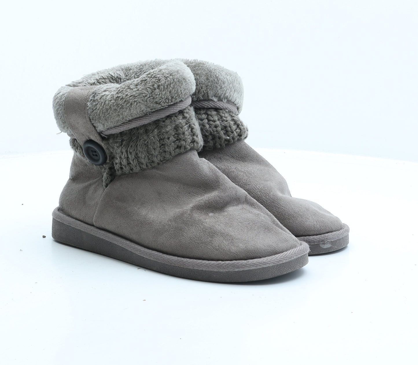 Preworn Womens Grey Synthetic Shearling Style Boot UK 3 36