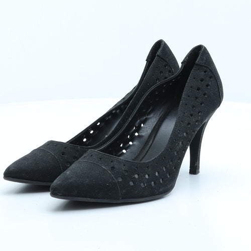 Preworn Womens Black Fabric Court Heel UK 4 37