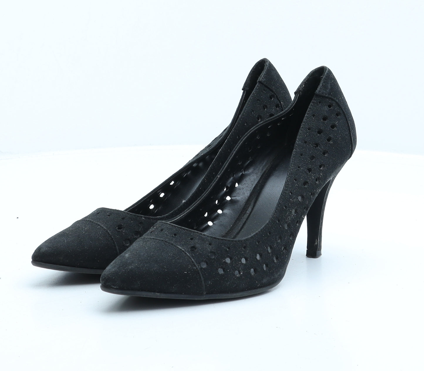 Preworn Womens Black Fabric Court Heel UK 4 37