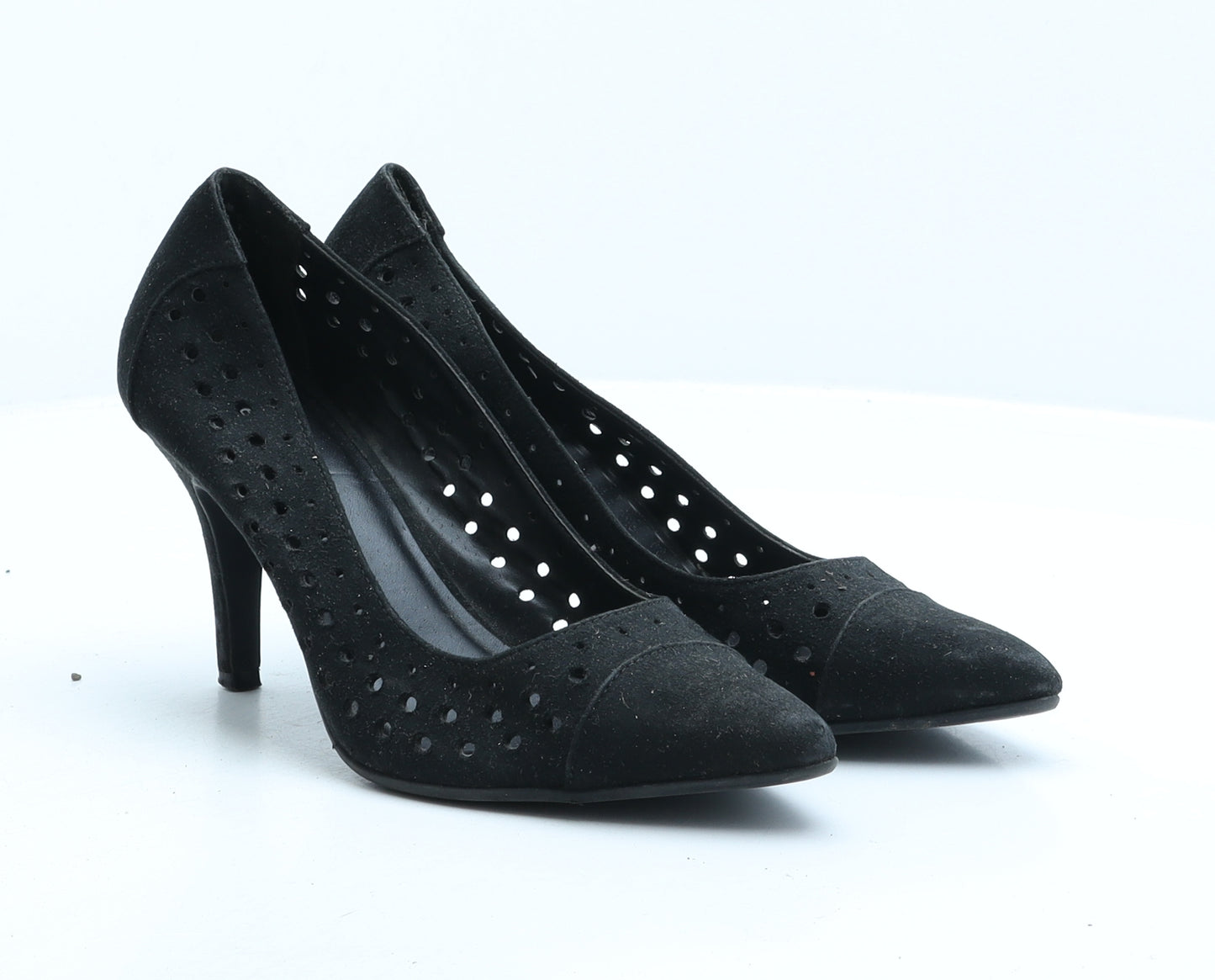 Preworn Womens Black Fabric Court Heel UK 4 37