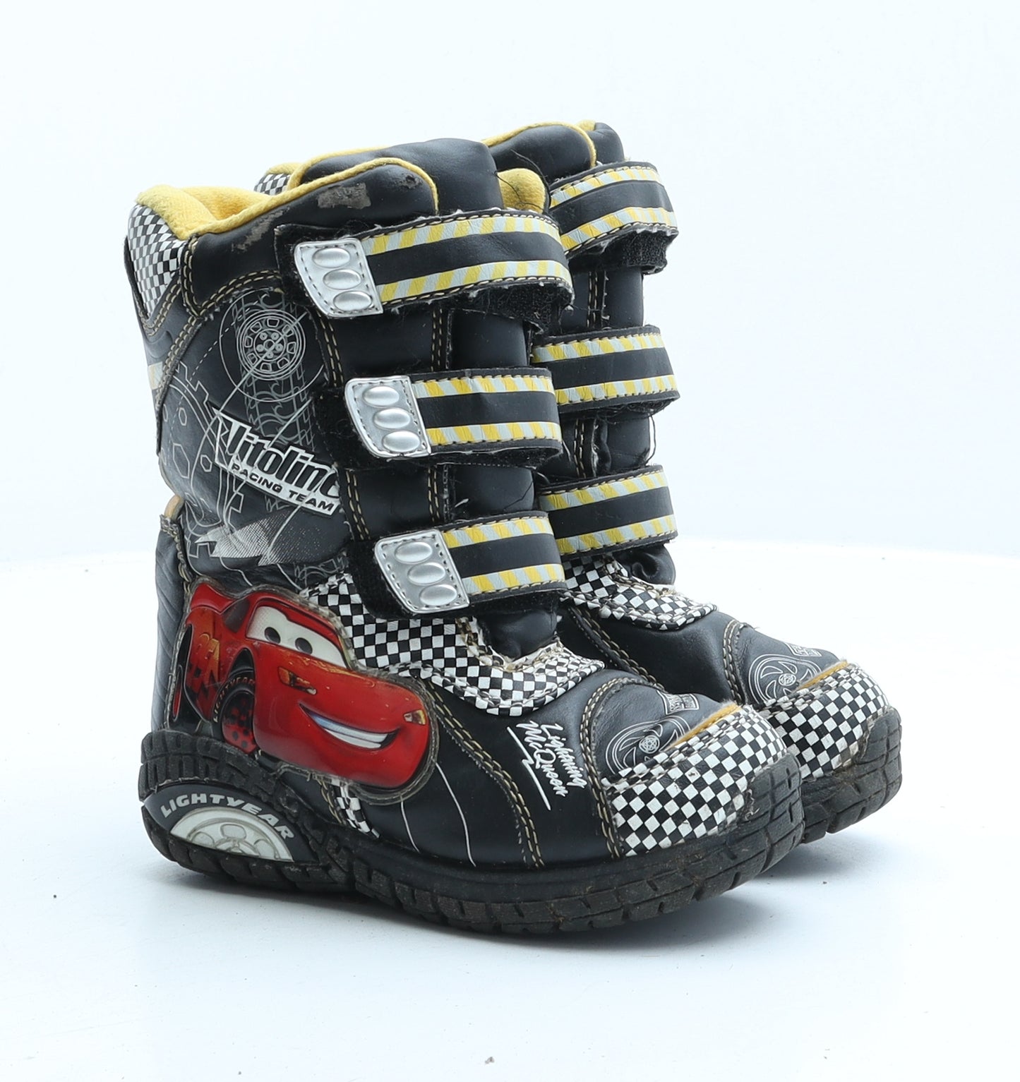 CARS Boys Black Geometric Synthetic Snow Boot Boot UK 8 26 - Lighting Mcqueen