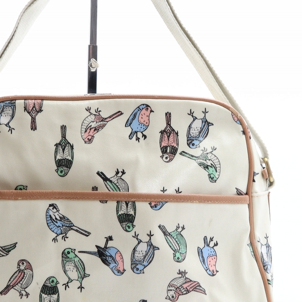 Preworn Womens Ivory Geometric PVC Messenger Bag Size Large - Bird Print