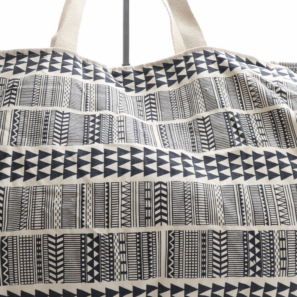 TU Womens Beige Geometric Cotton Shoulder Bag Size Extra Large