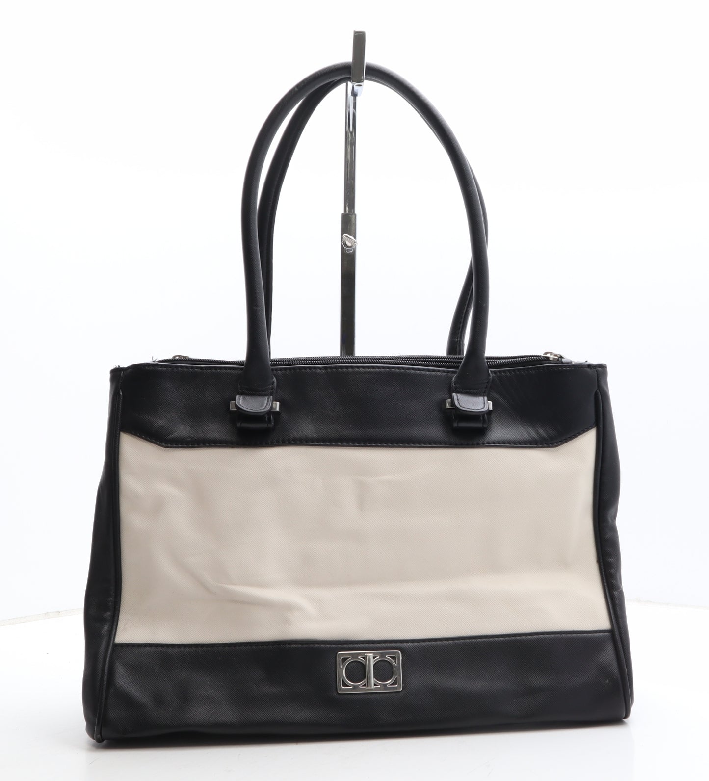 Debenhams Womens Black Colorblock Polyethylene Shoulder Bag Size Large