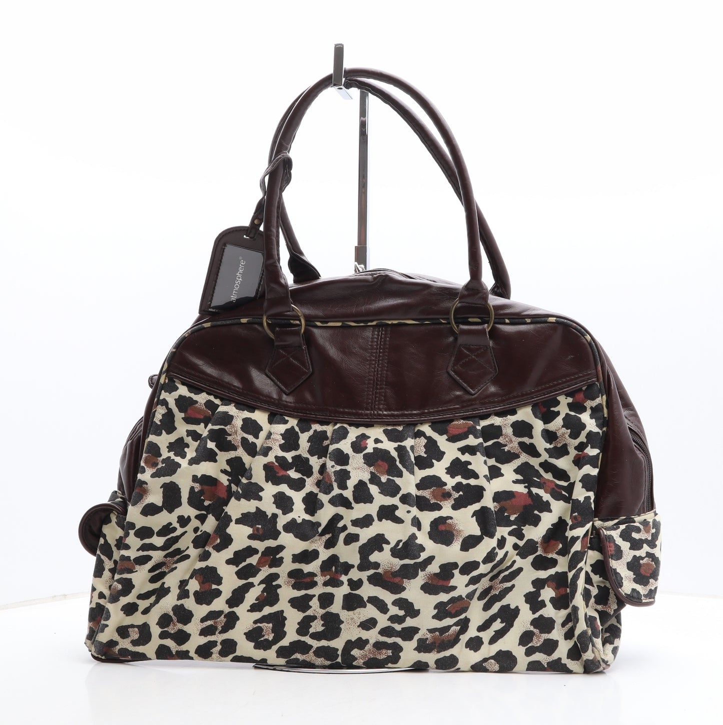 Atmosphere Womens Brown Animal Print Polyethylene Duffle Size Extra Large