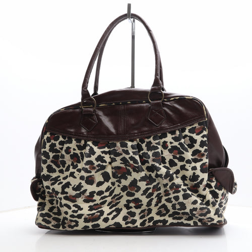 Atmosphere Womens Brown Animal Print Polyethylene Duffle Size Extra Large