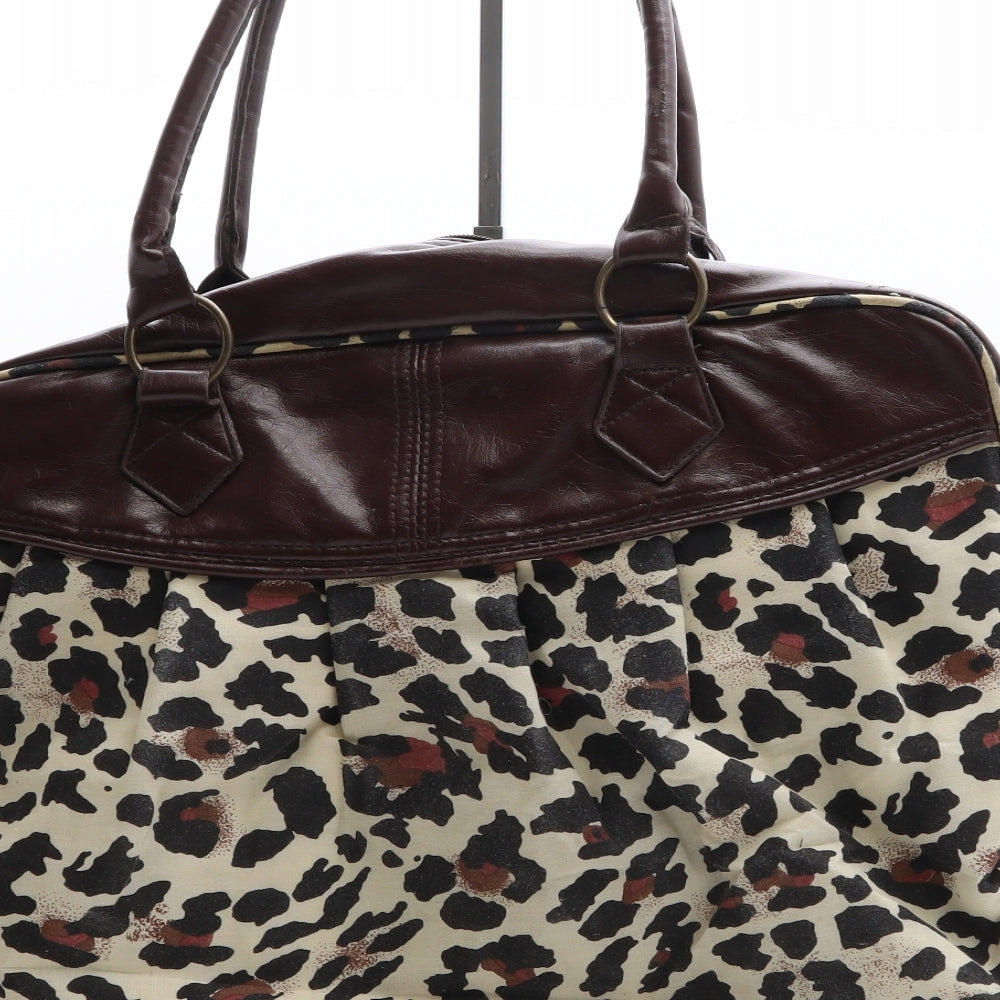 Atmosphere Womens Brown Animal Print Polyethylene Duffle Size Extra Large