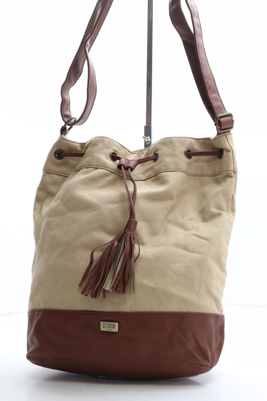 Storm London Womens Brown Brocade Cotton Shoulder Bag Size Large