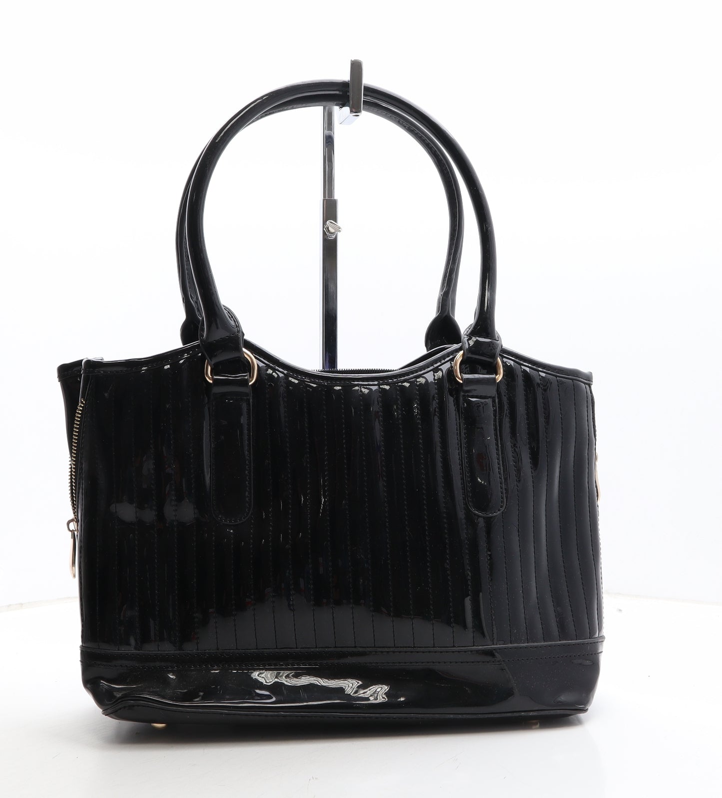 Preworn Womens Black Polyethylene Top Handle Bag Size Medium