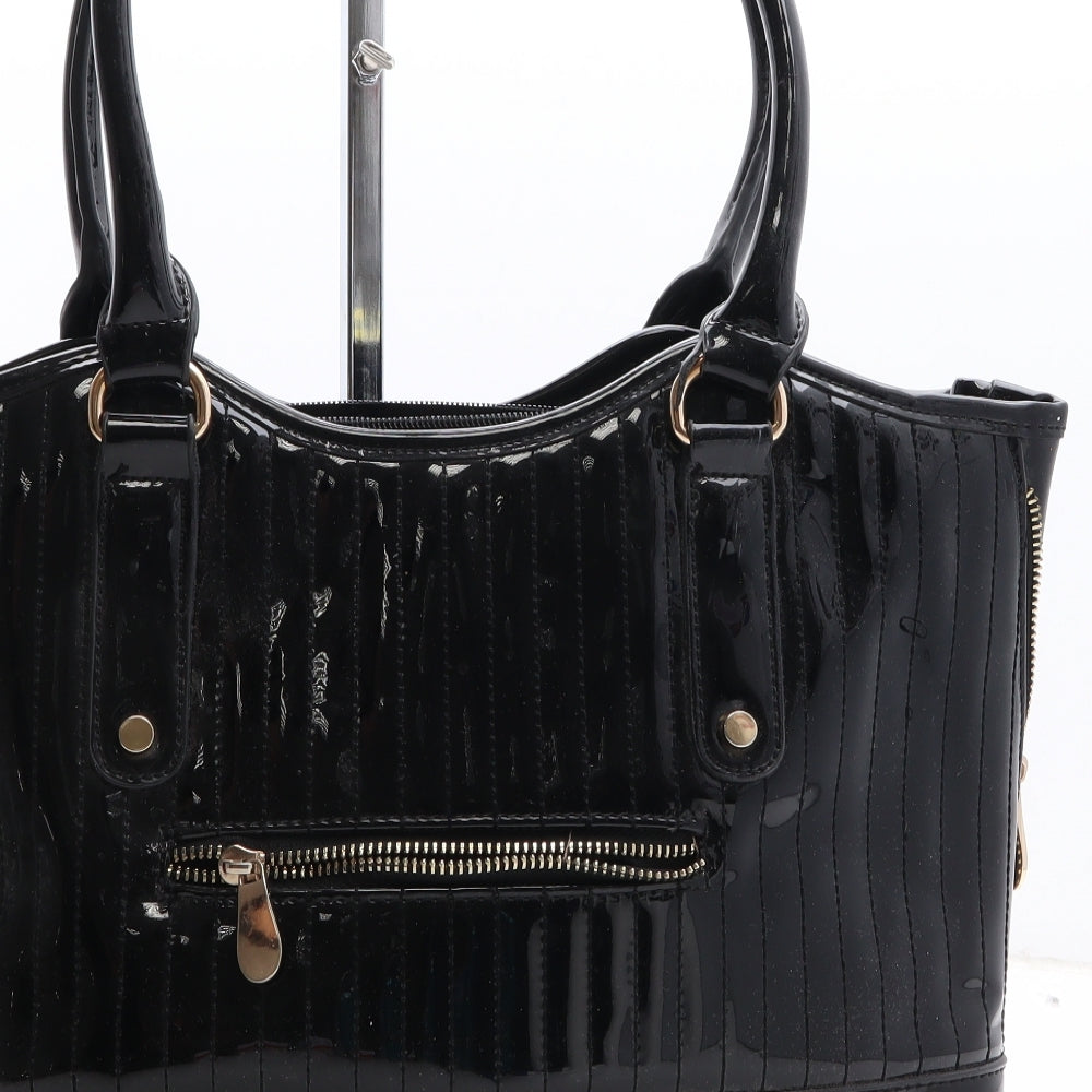 Preworn Womens Black Polyethylene Top Handle Bag Size Medium