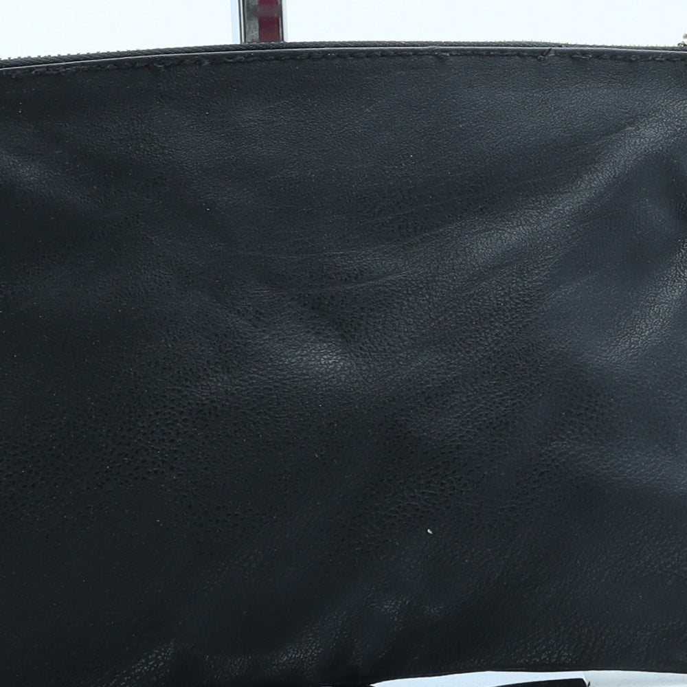 New Look Womens Black Animal Print Leather Clutch Size Small