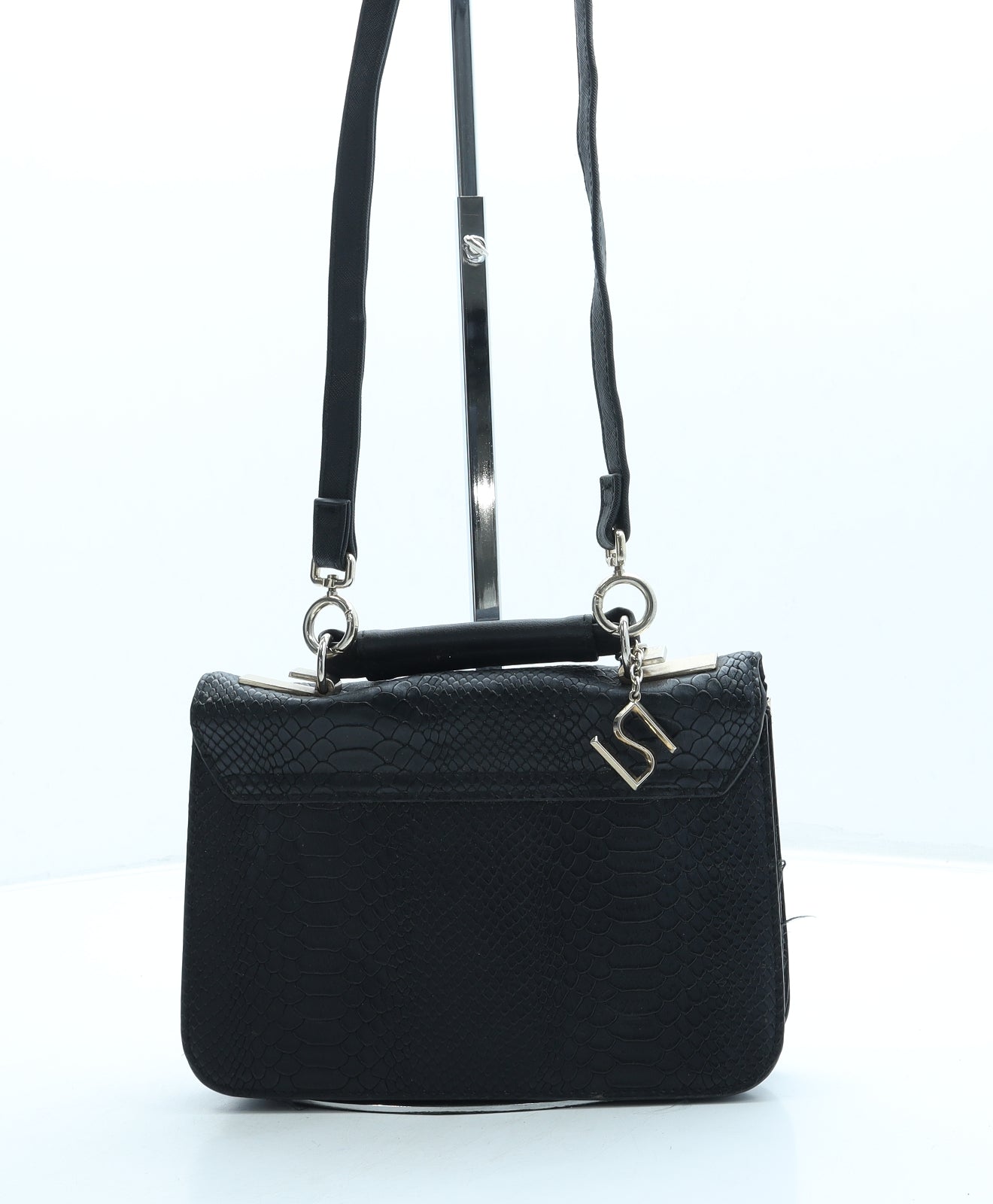 River Island Womens Black Leather Crossbody Size Small