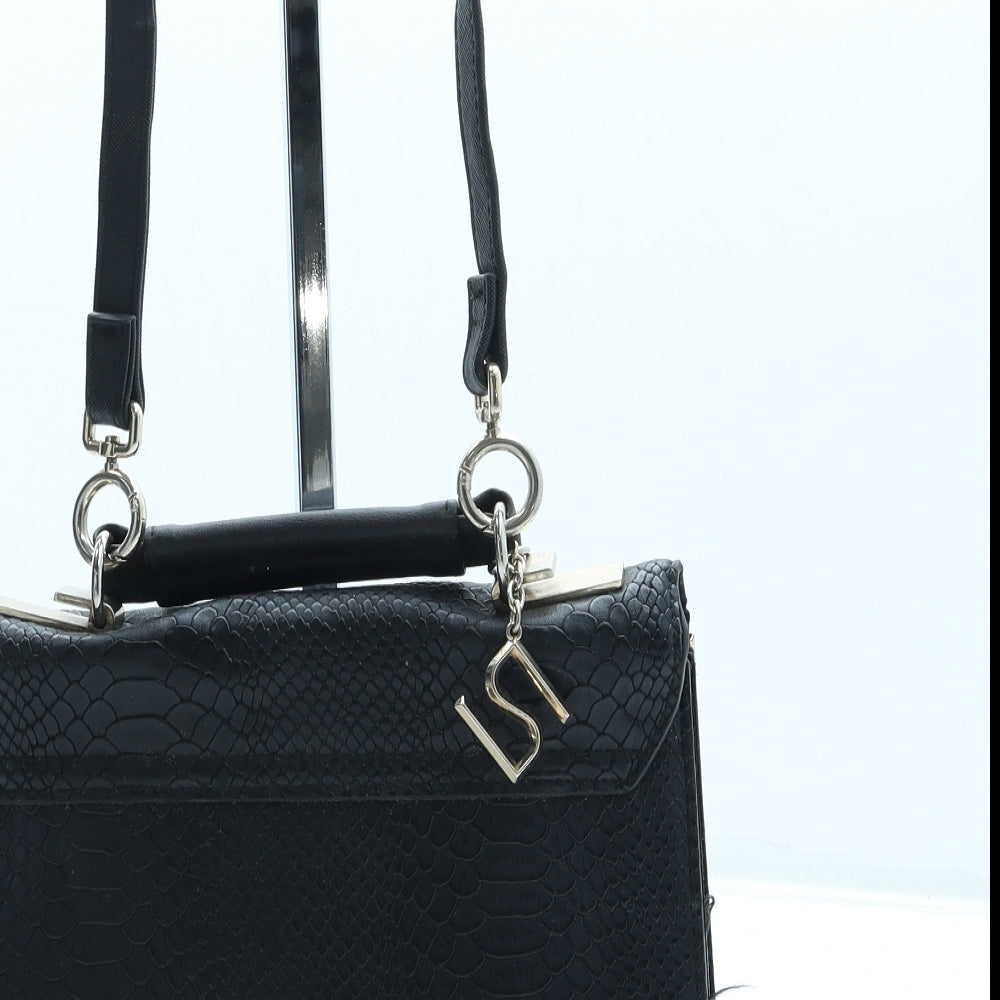 River Island Womens Black Leather Crossbody Size Small