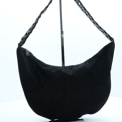 Preworn Womens Black Suede Shoulder Bag Size Medium