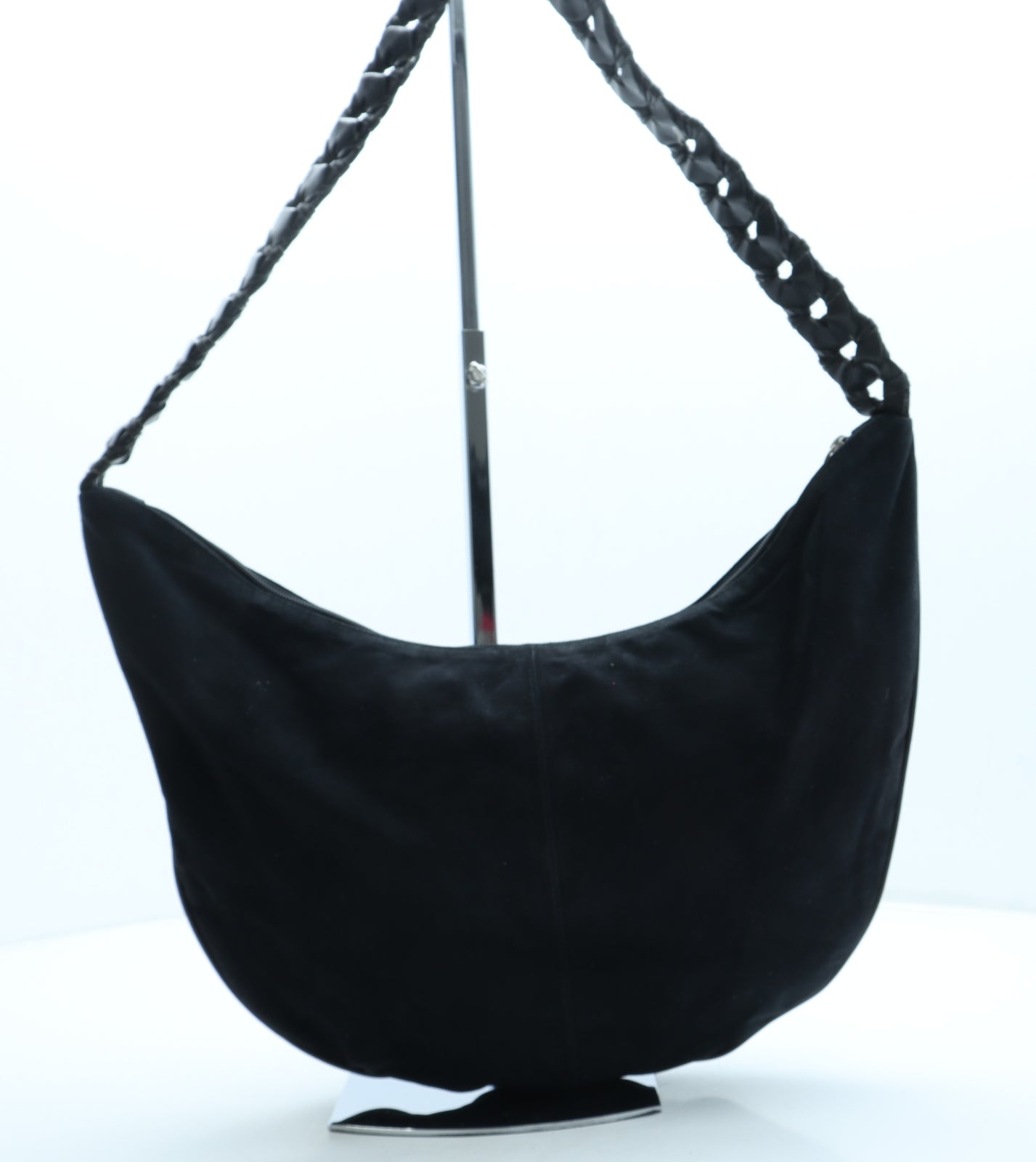 Preworn Womens Black Suede Shoulder Bag Size Medium