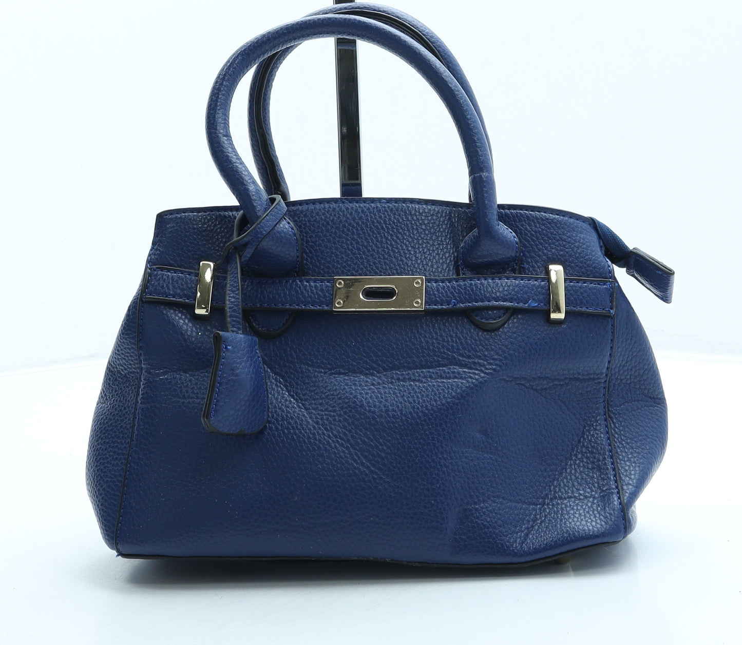 Preworn Womens Blue Leather Top Handle Bag Size Small