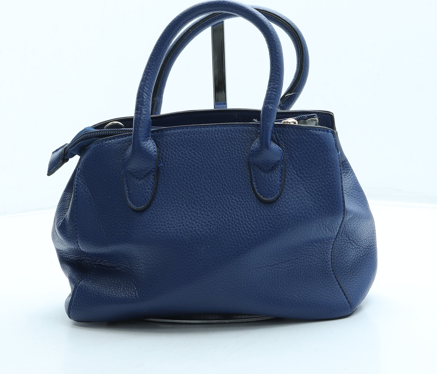 Preworn Womens Blue Leather Top Handle Bag Size Small