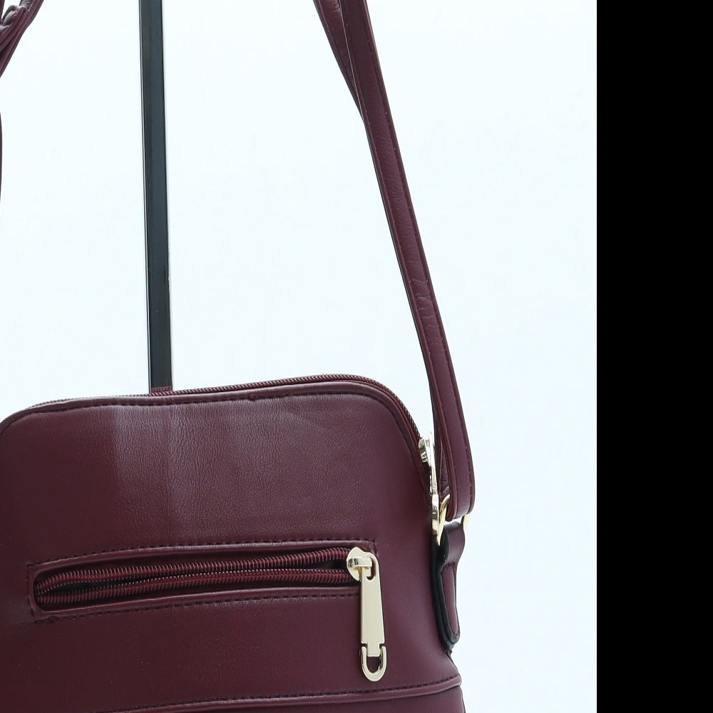 Preworn Womens Red Floral Leather Crossbody Size Small