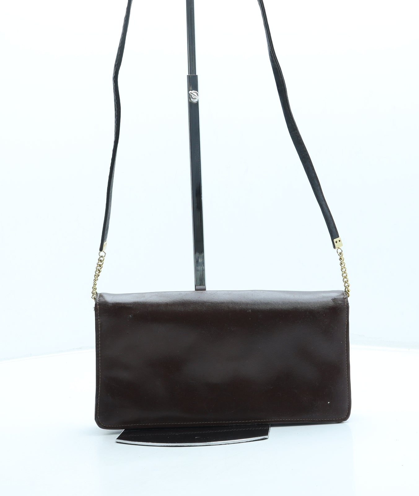 Preworn Womens Brown Leather Shoulder Bag Size Small