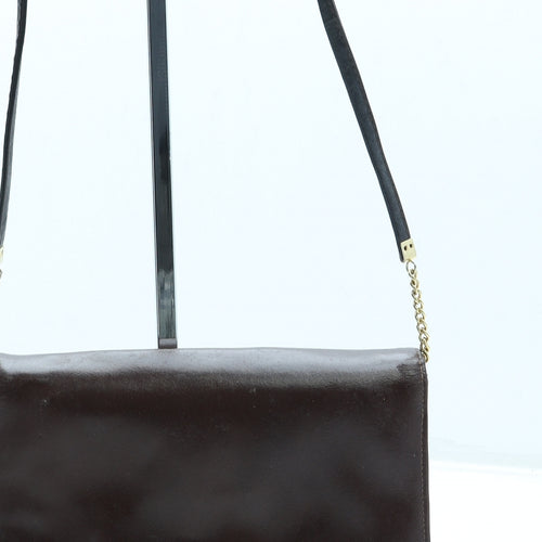 Preworn Womens Brown Leather Shoulder Bag Size Small