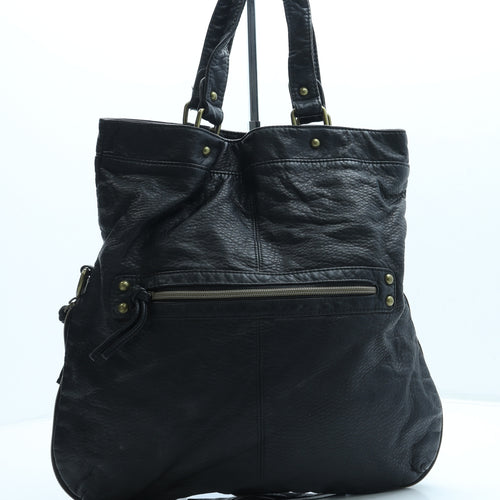 Preworn Womens Black Leather Top Handle Bag Size Large
