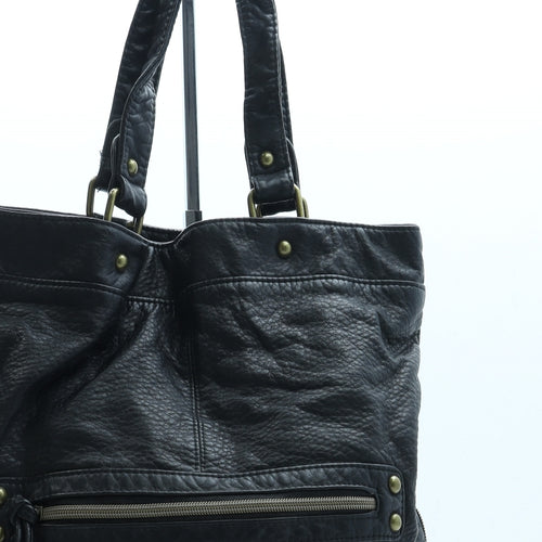 Preworn Womens Black Leather Top Handle Bag Size Large