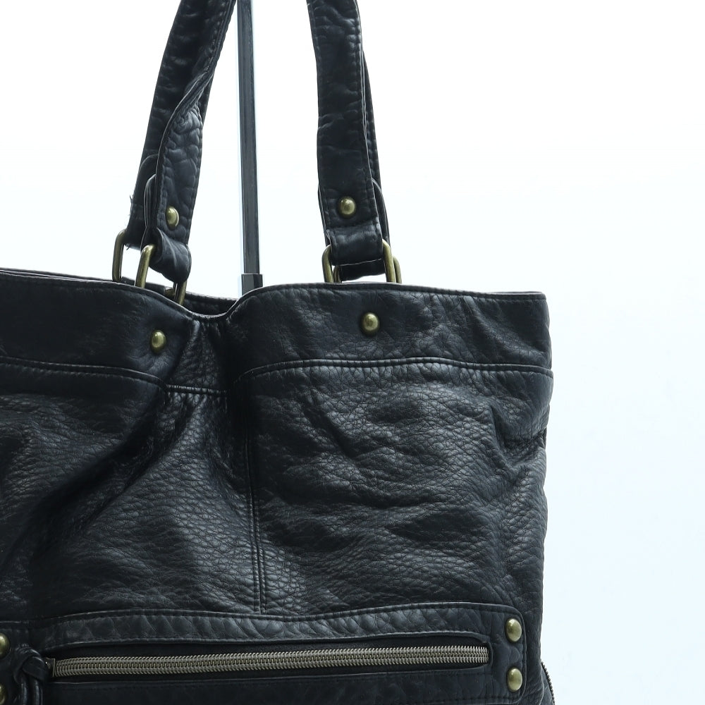Preworn Womens Black Leather Top Handle Bag Size Large