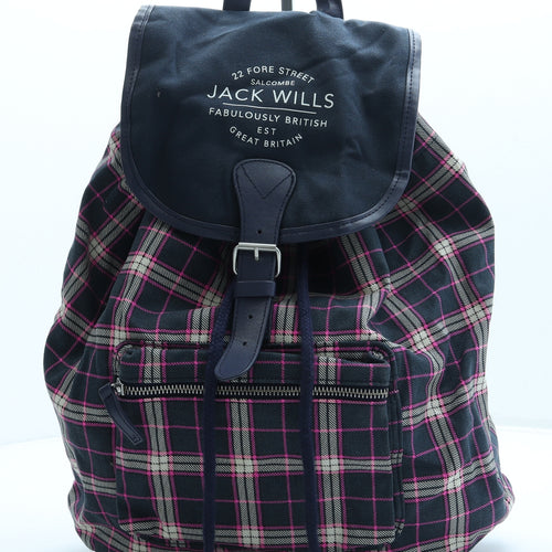 Jack Wills Womens Blue Plaid Polyester Backpack Size Medium