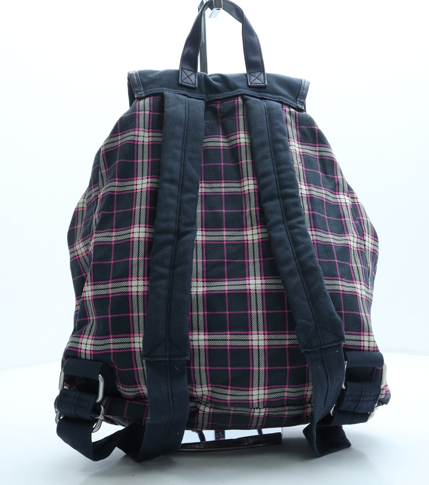 Jack Wills Womens Blue Plaid Polyester Backpack Size Medium